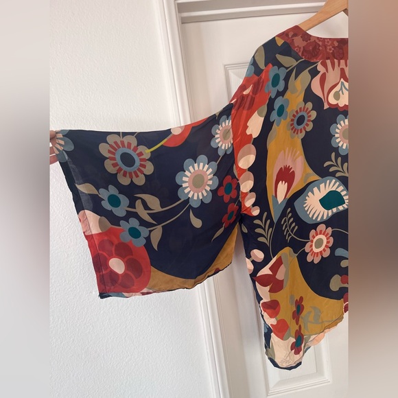 Powder Scandinavian Flora Kimono Jacket in a terracotta colorway - Picture 6 of 9